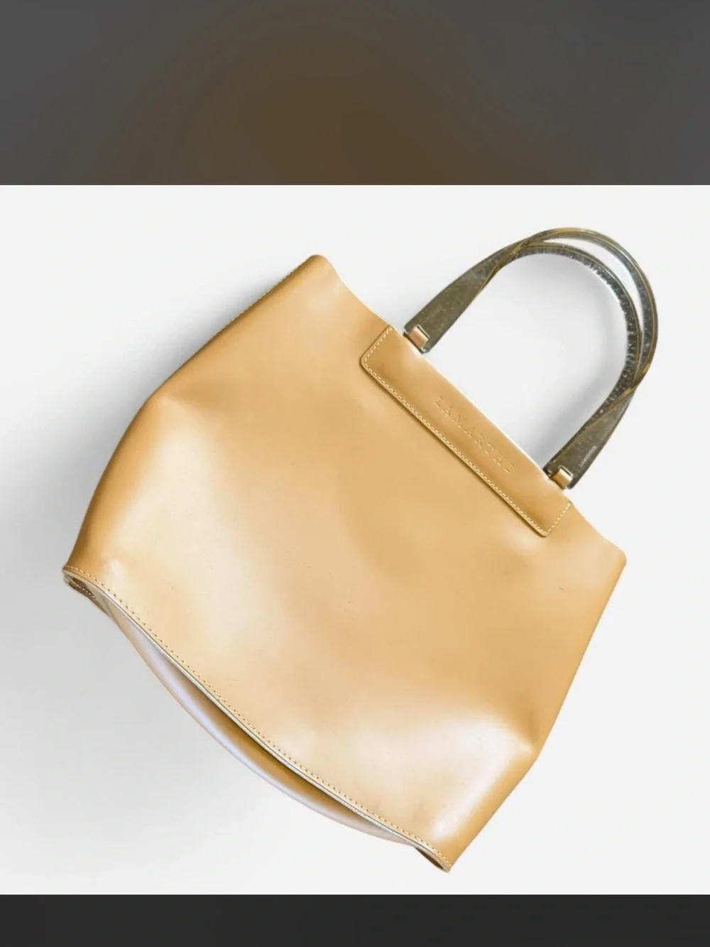 Structured Camel Tote with Clear Top Handles